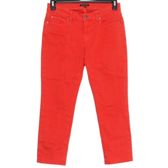 Eileen Fisher Jeans Cropped 90s Minimalist Bold Bright Statement Red Orange 6P - Picture 1 of 5